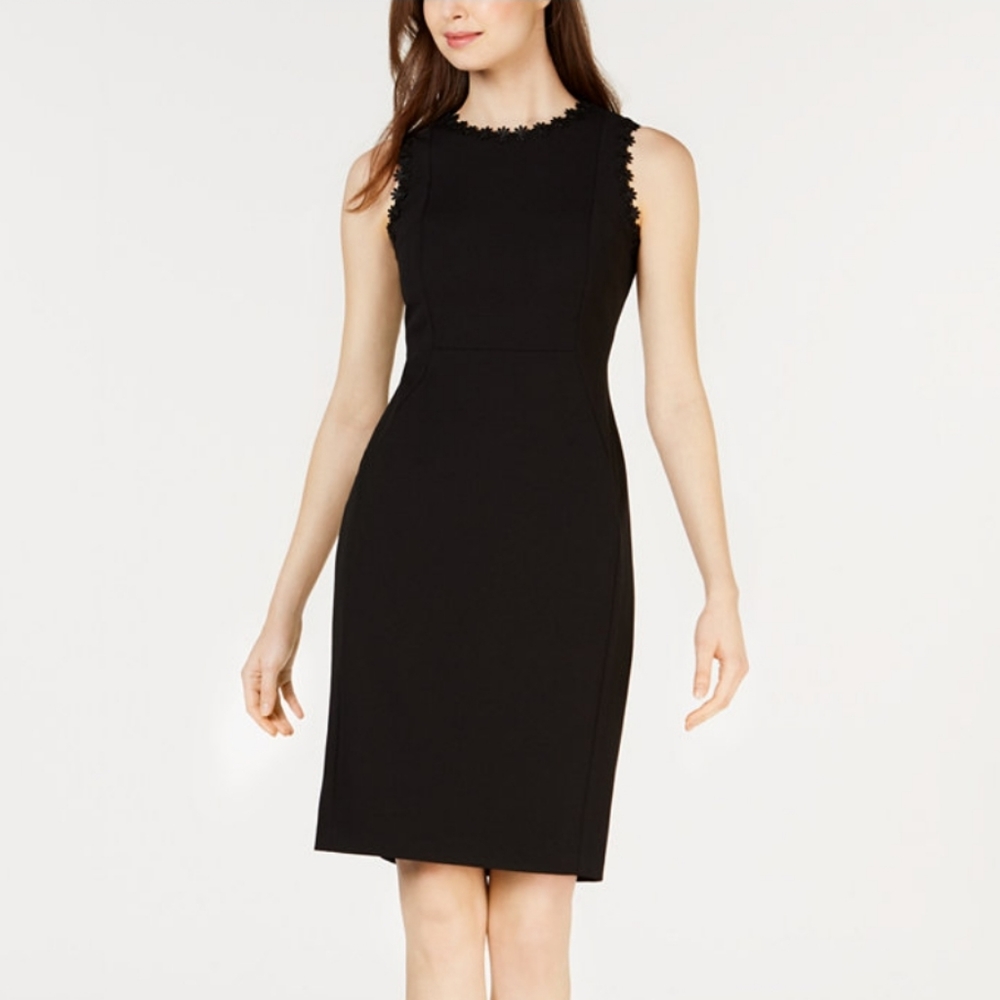 NWT Calvin Klein lace-trim sheath dress